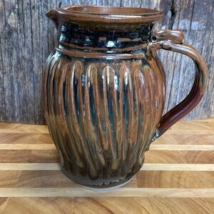 Vintage | Artist Signed | Handcrafted | Pottery | Pitcher/Vase | Decor | Brown